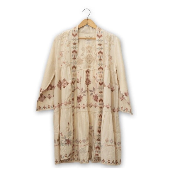 NEW KYLA SEO CAITE CALISTA PINK EMBROIDERED JACKET sz S KIMONO TENCIL BOHO FEST - Picture 3 of 12